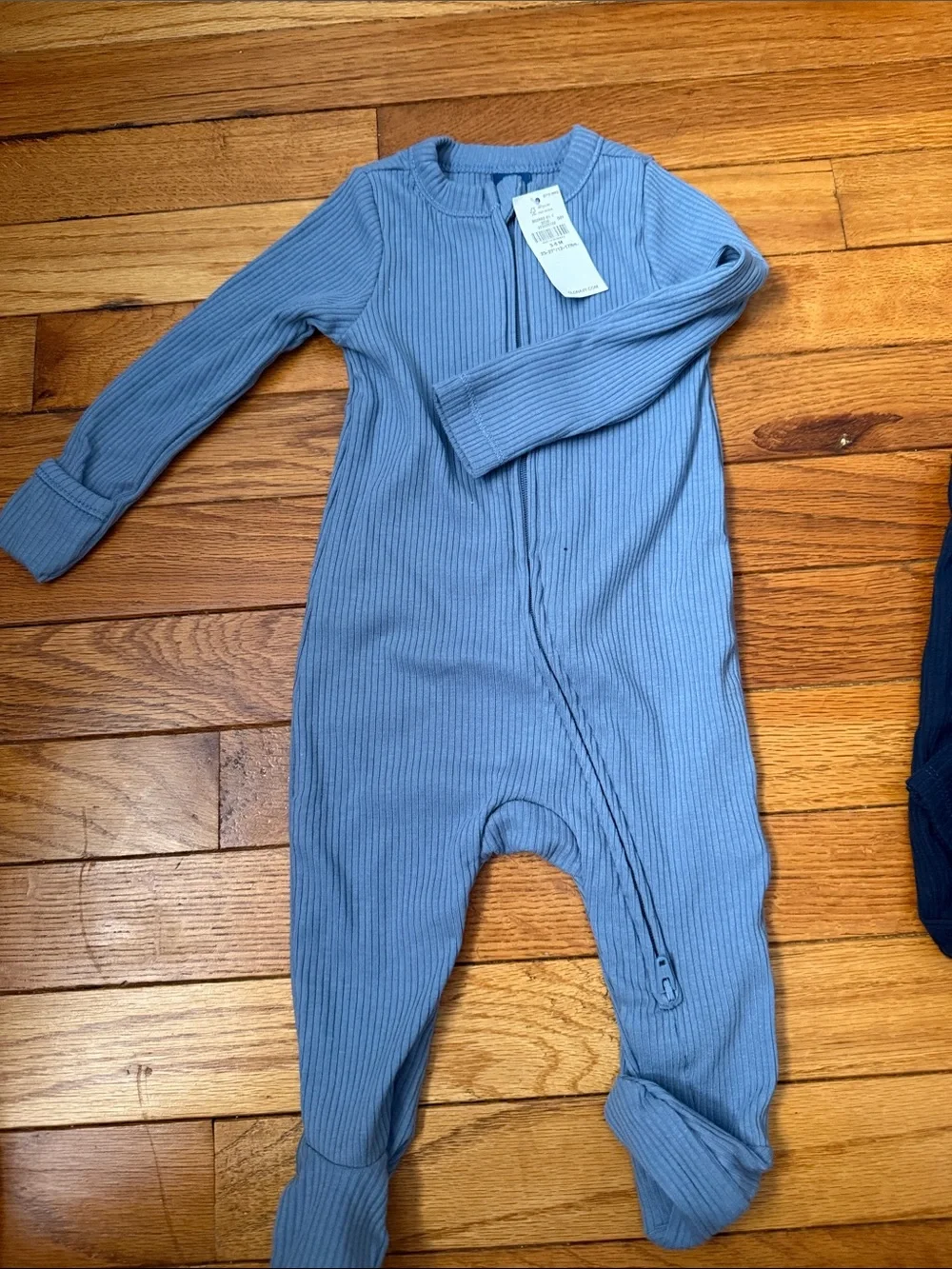 Carter's Ribbed One-Piece Footies - Light Blue & Navy